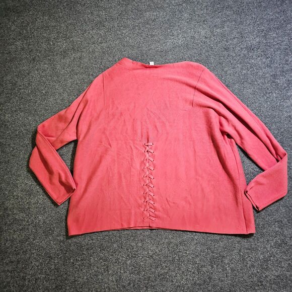 J Jill Sweater Top Women Medium Pink Orange Lace Up Knit Classic Casual Career - Picture 8 of 10